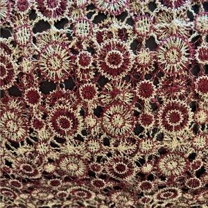 Indian Pakistani Red and Cream Crochet Lace scarf shawl